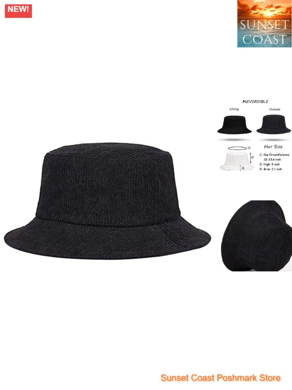 Reversible Corduroy Bucket Hat Unisex Cotton Twill Canvas Sun Fishing Hat